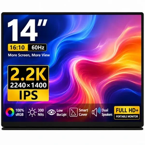 14 Inch 2K(2240×1400) Portable Monitor, 16:10 QHD 100% sRGB HDR IPS Screen, Ultra-Slim External Second Monitor for Laptop, Phone, PS5, Xbox, Switch, PC 14 Inch 2K(2240×1400) Portable Monitor, 16:10 QHD 100% sRGB HDR IPS Screen, Ultra-Slim External Second Monitor for Laptop, Phone, PS5, Xbox, Switch, PC