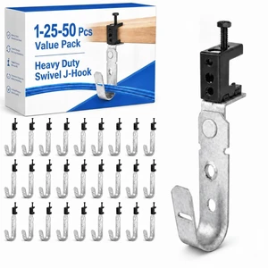 25 Pcs 1-5/16" Cable Support J Hook with Beam Clam J Hook Hanging Cable Swivel Heavy-duty J Hook Hanging, Cable Organize Wire Management, Wall Mount Cable Support, G60 Galvanized Steel 25 Pcs 1-5/16" Cable Support J Hook with Beam Clam J Hook Hanging Cable Swivel Heavy-duty J Hook Hanging, Cable Organize Wire Management, Wall Mount Cable Support, G60 Galvanized Steel