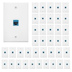 30 Pack Ethernet Wall Plate with Single Port Rj45 Cat6 Female to Female Wall Jack Inline Coupler Plates Ethernet Cable Faceplates (White) 30 Pack Ethernet Wall Plate with Single Port Rj45 Cat6 Female to Female Wall Jack Inline Coupler Plates Ethernet Cable Faceplates (White)
