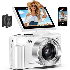 5K Digital Cameras for Photography, 75MP WiFi Vlogging Camera for YouTube 3" 180° Flip Screen, 18X Digital Zoom Camera for Teens & Beginners, UHD Autofocus Video Camera with 32GB SD Card, 2 Batteries 5K Digital Cameras for Photography, 75MP WiFi Vlogging Camera for YouTube 3" 180° Flip Screen, 18X Digital Zoom Camera for Teens & Beginners, UHD Autofocus Video Camera with 32GB SD Card, 2 Batteries