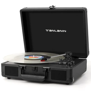 Portable Record Player with Bluetooth, 3-Speed Belt-Drive Turntable Vinyl Player, Suitcase Record Players with Built-in Stereo Speakers, Bass/Treble Control, RCA/AUX/Headphone Jack, Black Portable Record Player with Bluetooth, 3-Speed Belt-Drive Turntable Vinyl Player, Suitcase Record Players with Built-in Stereo Speakers, Bass/Treble Control, RCA/AUX/Headphone Jack, Black