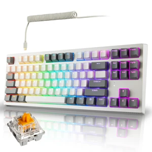 Phantom+ Elite TKL 87 RGB Mechanical Gaming Keyboard Wireless Bluetooth 5.0 2.4GHz USB C Wired Hot Swappable 5 Pin Double Shot PBT Keycaps Creamy Wraith Orange Tactile Switch, White Phantom+ Elite TKL 87 RGB Mechanical Gaming Keyboard Wireless Bluetooth 5.0 2.4GHz USB C Wired Hot Swappable 5 Pin Double Shot PBT Keycaps Creamy Wraith Orange Tactile Switch, White
