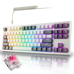 Phantom+ Elite 87 Key RGB Mechanical Gaming Keyboard 3 Mode Wireless Bluetooth 5.0 2.4GHz & USB C Wired Hot Swappable 5 Pin Double Shot PBT Keycaps Wraith Pink Switch - White Phantom+ Elite 87 Key RGB Mechanical Gaming Keyboard 3 Mode Wireless Bluetooth 5.0 2.4GHz & USB C Wired Hot Swappable 5 Pin Double Shot PBT Keycaps Wraith Pink Switch - White