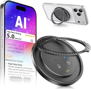 AI Voice Recorder in a Magnetic Phone Stand, AI Meeting Assistant Portable Smart Digital Note Taker Device, 100+ Languages Real-Time transcriber, Summarize, Lectures, Meetings, Interviews AI Voice Recorder in a Magnetic Phone Stand, AI Meeting Assistant Portable Smart Digital Note Taker Device, 100+ Languages Real-Time transcriber, Summarize, Lectures, Meetings, Interviews