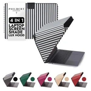 4-in-1 Laptop Screen Shade Original Lux Hood Sun, Privacy, Heat & Contrast Protection, Freestanding with Pocket, Fits 1516 MacBook & PC, Patented, Striped 4-in-1 Laptop Screen Shade Original Lux Hood Sun, Privacy, Heat & Contrast Protection, Freestanding with Pocket, Fits 1516 MacBook & PC, Patented, Striped