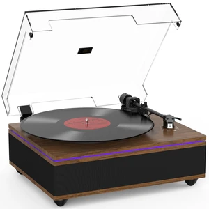 Vinyl Record Player Turntables with Built in Speakers & Cool Light Strip All-in-one vintage turntable.Belt Drive 2-Speed Turntables with Magnetic Cartridge AT-3600L,Support RCA Output,Walnut Brown Vinyl Record Player Turntables with Built in Speakers & Cool Light Strip All-in-one vintage turntable.Belt Drive 2-Speed Turntables with Magnetic Cartridge AT-3600L,Support RCA Output,Walnut Brown