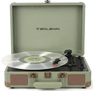 Suitcase Record Player with Bluetooth, 3-Speed Belt-Drive Portable Turntable, Built-in Stereo Speakers, Vinyl-to-MP3 USB Recording, RCA & Headphone Output, AUX Input, Sage Green Suitcase Record Player with Bluetooth, 3-Speed Belt-Drive Portable Turntable, Built-in Stereo Speakers, Vinyl-to-MP3 USB Recording, RCA & Headphone Output, AUX Input, Sage Green