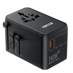 140W GaN Universal Travel Adapter for Europe/UK/US/AU 200+ Countries 6-in-1 International Power Adapter, 2 AC Outlets, 3 USB-C PD & 1 USB-A QC, 140W PD Fast Charging for Laptops/Tablets/Phones 140W GaN Universal Travel Adapter for Europe/UK/US/AU 200+ Countries 6-in-1 International Power Adapter, 2 AC Outlets, 3 USB-C PD & 1 USB-A QC, 140W PD Fast Charging for Laptops/Tablets/Phones