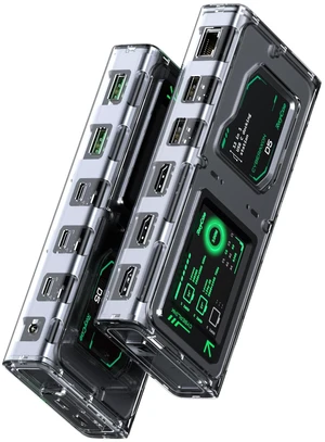CyberAxon D5 13-in-1 Laptop Docking Station Dock - USB C Docking Station with 2.4" Touchscreen, 3X HDMI (4K@60Hz), 100W PD, 10Gbps USB-C, Ethernet, for Mac/Windows/iPad CyberAxon D5 13-in-1 Laptop Docking Station Dock - USB C Docking Station with 2.4" Touchscreen, 3X HDMI (4K@60Hz), 100W PD, 10Gbps USB-C, Ethernet, for Mac/Windows/iPad