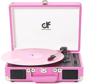 Vinyl Record Player Bluetooth, Vintage Portable Suitcase Turntable,Hot Pink Built-in Dual Speakers, USB Recording & Playback, Belt Drive LP Player with RCA AUX Headphone Jack, Auto Stop, Pink Vinyl Record Player Bluetooth, Vintage Portable Suitcase Turntable,Hot Pink Built-in Dual Speakers, USB Recording & Playback, Belt Drive LP Player with RCA AUX Headphone Jack, Auto Stop, Pink