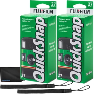 QuickSnap Flash 400 One-Time-Use Disposable Camera (27 Exposures) 2 Pack with Built-in Flash & 2 Hand Straps ISO 400 Film for Day or Night Shooting QuickSnap Flash 400 One-Time-Use Disposable Camera (27 Exposures) 2 Pack with Built-in Flash & 2 Hand Straps ISO 400 Film for Day or Night Shooting