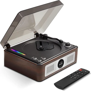 Retro CD Player for Home, Portable Player with Bluetooth & Digital Output Vintage protable cd player, wooden housing, dual Speakers.Bluetooth In/Out, 2600mAh rechargeable,remote & RGB lights Retro CD Player for Home, Portable Player with Bluetooth & Digital Output Vintage protable cd player, wooden housing, dual Speakers.Bluetooth In/Out, 2600mAh rechargeable,remote & RGB lights