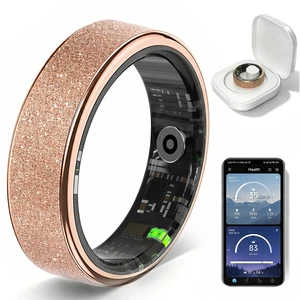 Frosted Glitter Smart Ring, Fitness & Health Tracker for Women Men No Subscription, Heart Rate, Blood Oxygen, HRV, Skin Temperature, Track Steps and Calories, for Android & iOS, Rose Gold Frosted Glitter Smart Ring, Fitness & Health Tracker for Women Men No Subscription, Heart Rate, Blood Oxygen, HRV, Skin Temperature, Track Steps and Calories, for Android & iOS, Rose Gold