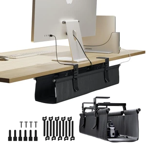 Original Under Desk Cable Management Tray, Black, 27.3" No Drill, Premium Fabric, Clamp/Screw Mount Cord Organizer, Supports Up to 66lbs Original Under Desk Cable Management Tray, Black, 27.3" No Drill, Premium Fabric, Clamp/Screw Mount Cord Organizer, Supports Up to 66lbs