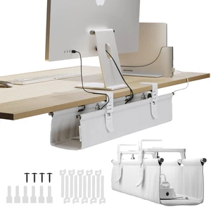 Original Under Desk Cable Management Tray, White, 27.3" No Drill, Premium Fabric, Clamp/Screw Mount Cord Organizer, Supports Up to 66lbs Original Under Desk Cable Management Tray, White, 27.3" No Drill, Premium Fabric, Clamp/Screw Mount Cord Organizer, Supports Up to 66lbs