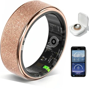 Frosted Glitter Smart Ring, Fitness & Health Tracker for Women Men No Subscription, Heart Rate, Blood Oxygen, HRV, Skin Temperature, Track Steps and Calories, for Android & iOS, Rose Gold Frosted Glitter Smart Ring, Fitness & Health Tracker for Women Men No Subscription, Heart Rate, Blood Oxygen, HRV, Skin Temperature, Track Steps and Calories, for Android & iOS, Rose Gold