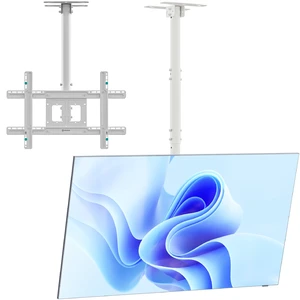Ceiling TV Mount 32-80 Inch, max 150 lbs, max VESA 600x400, White Drop down ceiling TV bracket with 28.2-62.4" height adjustment, swivel, tilt; wall/ceiling setup for home theater & Ceiling TV Mount 32-80 Inch, max 150 lbs, max VESA 600x400, White Drop down ceiling TV bracket with 28.2-62.4" height adjustment, swivel, tilt; wall/ceiling setup for home theater &