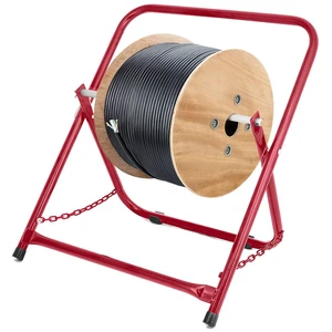 Single Axle Cable Reel Caddy Industrial Steel Wire Dispenser with Adjustable Spindle Holds Reels Up to 20 in Diameter & 100 lb Portable Design Red Single Axle Cable Reel Caddy Industrial Steel Wire Dispenser with Adjustable Spindle Holds Reels Up to 20 in Diameter & 100 lb Portable Design Red