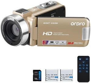 B320 1080P 30FPS Video Camera Recorder, Full HD 30MP 18X Digital Zoom Camcorder, YouTube Vlogging Camera Infrared Night Vision, 3.0 Inch Flip Screen, 2 Batteries, Remote Control (Gold) B320 1080P 30FPS Video Camera Recorder, Full HD 30MP 18X Digital Zoom Camcorder, YouTube Vlogging Camera Infrared Night Vision, 3.0 Inch Flip Screen, 2 Batteries, Remote Control (Gold)