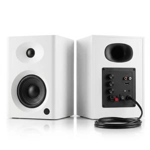 4-Inch Powered Bluetooth Bookshelf Speakers, White 60W Active Home Audio System w/ Wooden Enclosure & Remote, for TV, Turntable, Record Player, Computer, PC, RCA/AUX Input 4-Inch Powered Bluetooth Bookshelf Speakers, White 60W Active Home Audio System w/ Wooden Enclosure & Remote, for TV, Turntable, Record Player, Computer, PC, RCA/AUX Input