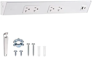 16 inch Hardwired Power Strip with 4 Tamper Resistant Outlets and 2 Type A USB, White 16 inch Hardwired Power Strip with 4 Tamper Resistant Outlets and 2 Type A USB, White
