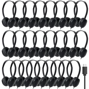 USB C Headphones Bulk for Classroom School 20 Pack,Wired USB Type C Kid Headphone Wired On-Ear Headset for Children Teens Boys Girls,Compatible with Pad & Smartphones (Black) USB C Headphones Bulk for Classroom School 20 Pack,Wired USB Type C Kid Headphone Wired On-Ear Headset for Children Teens Boys Girls,Compatible with Pad & Smartphones (Black)