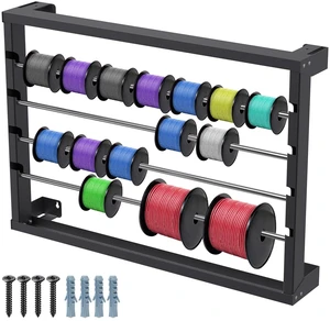 Portable Wire Spool Rack - Heavy-Duty Steel Cable Dispenser with 4 Adjustable Rods, Spool Rack Holder for Efficient Storage & Dispensing (B: Wall-mounted Wire Spool Holder (4 Rods)) Portable Wire Spool Rack - Heavy-Duty Steel Cable Dispenser with 4 Adjustable Rods, Spool Rack Holder for Efficient Storage & Dispensing (B: Wall-mounted Wire Spool Holder (4 Rods))