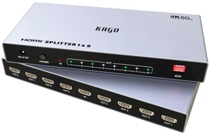 4K@60Hz 8 Port HDMI Splitter 1 in 8 Out with EDID HDR10 & 3D, Lossless 18Gbps Video Pass-Through, Smart EDID Switch, HDCP 2.2, Heavy-Duty Metal 4K@60Hz 8 Port HDMI Splitter 1 in 8 Out with EDID HDR10 & 3D, Lossless 18Gbps Video Pass-Through, Smart EDID Switch, HDCP 2.2, Heavy-Duty Metal