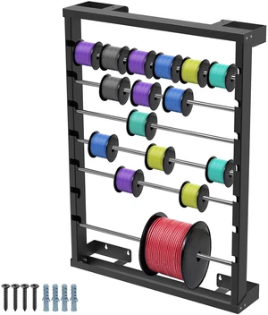 Wall-mounted Wire Spool Holder Heavy-Duty Steel Cable Dispenser, 6 Rods, Adjustable, Efficient Storage & Dispensing Wall-mounted Wire Spool Holder Heavy-Duty Steel Cable Dispenser, 6 Rods, Adjustable, Efficient Storage & Dispensing
