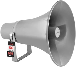 50W Compact PA Horn Speaker - 13.5 Inch Indoor/Outdoor Megaphone with 400Hz-5KHz Range, 8 Ohm, 70V Transformer & Mounting Bracket for 70V Sound Systems (PHSP131T) 50W Compact PA Horn Speaker - 13.5 Inch Indoor/Outdoor Megaphone with 400Hz-5KHz Range, 8 Ohm, 70V Transformer & Mounting Bracket for 70V Sound Systems (PHSP131T)