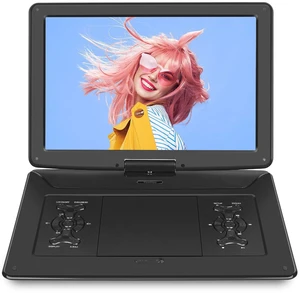 17.9" Portable DVD Player with 15.6" Large HD Screen, Black High Volume Speakers, 6 Hours Battery DVD Player Portable, Support USB/SD Card/Sync TV, Region Free 17.9" Portable DVD Player with 15.6" Large HD Screen, Black High Volume Speakers, 6 Hours Battery DVD Player Portable, Support USB/SD Card/Sync TV, Region Free