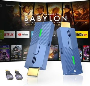 Wireless HDMI Transmitter and Receiver 328FT/100M, 2.4G+5G Plug & Play Wireless HDMI Extender Kit 4K Decode for Video and Audio to Monitor from Laptop (Blue) Wireless HDMI Transmitter and Receiver 328FT/100M, 2.4G+5G Plug & Play Wireless HDMI Extender Kit 4K Decode for Video and Audio to Monitor from Laptop (Blue)