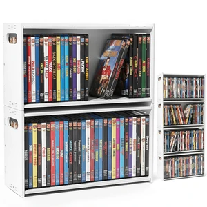 2-Pack Stackable CD DVD Storage Rack, Holds 58 CDs or DVDs | 2-pack stackable CD DVD storage rack holds 58 CDs or DVDs, saves space, displays disc cases, and makes a gift for collectors 2-Pack Stackable CD DVD Storage Rack, Holds 58 CDs or DVDs | 2-pack stackable CD DVD storage rack holds 58 CDs or DVDs, saves space, displays disc cases, and makes a gift for collectors