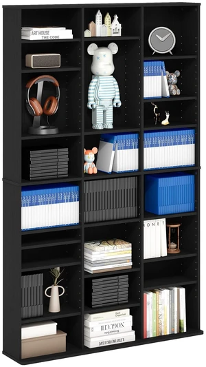 Jaya DVD Shelf, 24-Shelf Wide CD Rack, Media Shelf with Adjustable Shelves, 8 x 3 DVD Storage Cabinets for CD Bluray Game Disc, Easy Assembly, for Living Room, Home Office, Americano Jaya DVD Shelf, 24-Shelf Wide CD Rack, Media Shelf with Adjustable Shelves, 8 x 3 DVD Storage Cabinets for CD Bluray Game Disc, Easy Assembly, for Living Room, Home Office, Americano