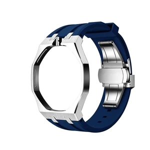 Steel Case Silicone Strap for Swatch x AP Royal Pop 316L Stainless Steel Metal Case and Soft Silicone Band Mod Kit, Wrist Conversion Kit, Snap-in Install Steel Case Silicone Strap for Swatch x AP Royal Pop 316L Stainless Steel Metal Case and Soft Silicone Band Mod Kit, Wrist Conversion Kit, Snap-in Install