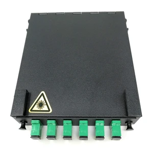 Wall Mount Fiber Enclosure with Spool and Loaded 6 Port SC-APC Singlemode Simplex LGX Panel Wall Mount Fiber Enclosure with Spool and Loaded 6 Port SC-APC Singlemode Simplex LGX Panel