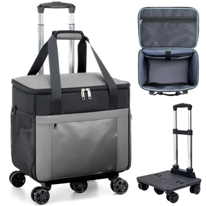 Rolling Teacher Tote Bag with 5-Wheel, Heavy Duty Organizer Work Bag Water-Resistant, Fits 15.6 Laptop for Crafter Nurse, Grey Rolling Teacher Tote Bag with 5-Wheel, Heavy Duty Organizer Work Bag Water-Resistant, Fits 15.6 Laptop for Crafter Nurse, Grey
