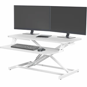 White 32 inch Standing Desk Riser, DESK-V000SW | Height Adjustable, Stand Up Desk Converter, Quick Sit to Stand, Tabletop Dual Monitor Riser Workstation, Minimal Assembly White 32 inch Standing Desk Riser, DESK-V000SW | Height Adjustable, Stand Up Desk Converter, Quick Sit to Stand, Tabletop Dual Monitor Riser Workstation, Minimal Assembly