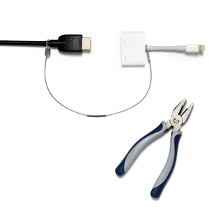 Patented Pre-Assembled Adapter Ties - Anti-Theft Cable Locks for Tools, Dongles, Tethers, Computer adapters. Steel Cable, Security Lock, Easy Installation with Free Crimping Tool Patented Pre-Assembled Adapter Ties - Anti-Theft Cable Locks for Tools, Dongles, Tethers, Computer adapters. Steel Cable, Security Lock, Easy Installation with Free Crimping Tool