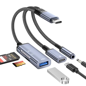 USB-C to 3.5mm Headphone Adapter,3 in 1 USB C Charging Port Splitter,OTG Adapter,TF/SD Card Reader,USB C to Audio Jack Adapter for iPhone15 16 17,Android,iPad,Laptop,Slivery USB-C to 3.5mm Headphone Adapter,3 in 1 USB C Charging Port Splitter,OTG Adapter,TF/SD Card Reader,USB C to Audio Jack Adapter for iPhone15 16 17,Android,iPad,Laptop,Slivery