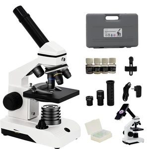 M2 Dual Power Supply Compound Monocular Microscope 40X-2000X for Adults & Students All-Metal STEM Lab Kit with Glass Optics, Dual LED, Slides & Carry Case M2 Dual Power Supply Compound Monocular Microscope 40X-2000X for Adults & Students All-Metal STEM Lab Kit with Glass Optics, Dual LED, Slides & Carry Case