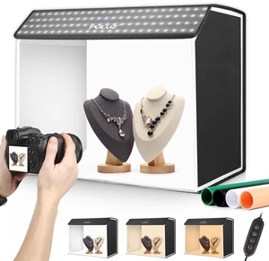 24x16 inch Photo Box, Large Photo Studio Light Box Photography, Professional 3000-6500k Dimmable Shooting Tent Kit with 672 LED Lights & 4 Backdrop for Jewelry and Food Product Photography 24x16 inch Photo Box, Large Photo Studio Light Box Photography, Professional 3000-6500k Dimmable Shooting Tent Kit with 672 LED Lights & 4 Backdrop for Jewelry and Food Product Photography