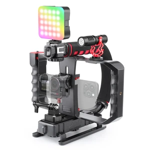 Smartphone Camera Stabilizer, All-in-One Video Rig Kit with Phone Cage, RGB Video Light, Microphone, Action Camera Adapter, Compatible with Smartphones, Action Camera, DSLR, Cameras etc Smartphone Camera Stabilizer, All-in-One Video Rig Kit with Phone Cage, RGB Video Light, Microphone, Action Camera Adapter, Compatible with Smartphones, Action Camera, DSLR, Cameras etc
