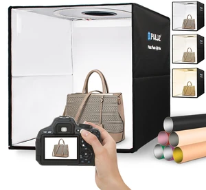 Portable Photo Studio Light Box, 16"x16" Professional Dimmable Shooting Tent Kit with 160 LEDs Lights & 6 Kinds Double-Sided Color Backgrounds for Product Photography Portable Photo Studio Light Box, 16"x16" Professional Dimmable Shooting Tent Kit with 160 LEDs Lights & 6 Kinds Double-Sided Color Backgrounds for Product Photography