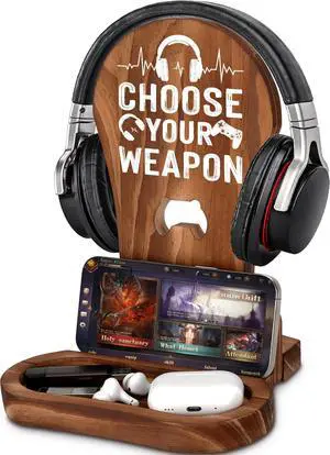 Gaming Birthday Gifts for Men Son Boyfriend Husband Game Lover | Gamer Gifts for Teenage Boys Gamer Room Decor Wood Headset Stand for Gaming Christmas Desk Decor Gaming Birthday Gifts for Men Son Boyfriend Husband Game Lover | Gamer Gifts for Teenage Boys Gamer Room Decor Wood Headset Stand for Gaming Christmas Desk Decor
