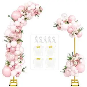 Half Arch Balloon Backdrop Stand with Base, 7.2 x 5.9 Feet, Gold | 5 Clear Spring Clamps, 4 Water Storage Bags, Ground Arch Stand Set for Wedding Birthday Baby Shower Party Anniversary Half Arch Balloon Backdrop Stand with Base, 7.2 x 5.9 Feet, Gold | 5 Clear Spring Clamps, 4 Water Storage Bags, Ground Arch Stand Set for Wedding Birthday Baby Shower Party Anniversary