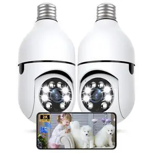 Light Bulb Security Camera Outdoor, 2K 5GHz & 2.4GHz WiFi Bulb Cameras for Home Security, 360° PTZ Wireless Cam with AI Human Detection, Color Night Vision, 2-Way Talk, Screw-in Light Socket Light Bulb Security Camera Outdoor, 2K 5GHz & 2.4GHz WiFi Bulb Cameras for Home Security, 360° PTZ Wireless Cam with AI Human Detection, Color Night Vision, 2-Way Talk, Screw-in Light Socket