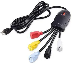 5 Outlet Power Cord Splitter, Power Squid, 10ft Cord | Outlet Multiplier, Extra Long Cord, Color Coded Receptacles 5 Outlet Power Cord Splitter, Power Squid, 10ft Cord | Outlet Multiplier, Extra Long Cord, Color Coded Receptacles