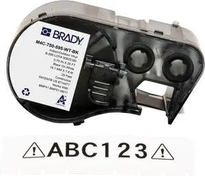 Authentic (M4C-750-595-WT-BK) All-Weather Vinyl Labels 0.75 in W x 25ft Black on White. for use with BMP41, BMP51, M410, M510, and M511 Label Printers Authentic (M4C-750-595-WT-BK) All-Weather Vinyl Labels 0.75 in W x 25ft Black on White. for use with BMP41, BMP51, M410, M510, and M511 Label Printers