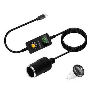 USB C to 5V 9V 12V 15V 20V Cigarette Lighter Adapter, USB C Male to Cigarette Lighter Female Socket, PD Trigger Cable with LED Display Voltage, for Dash Cam, GPS, Car LED Light Strips (3.93 FT) USB C to 5V 9V 12V 15V 20V Cigarette Lighter Adapter, USB C Male to Cigarette Lighter Female Socket, PD Trigger Cable with LED Display Voltage, for Dash Cam, GPS, Car LED Light Strips (3.93 FT)